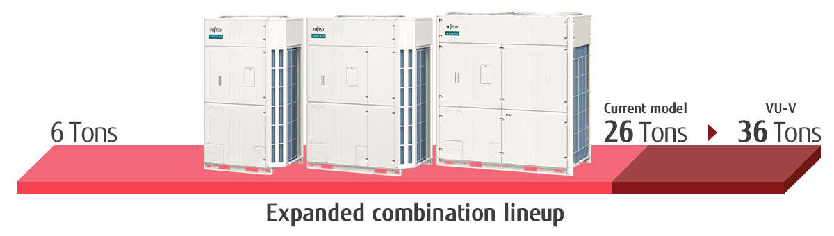 Fujitsu AIRSTAGE VU-V modular commercial VRF outdoor unit combinations