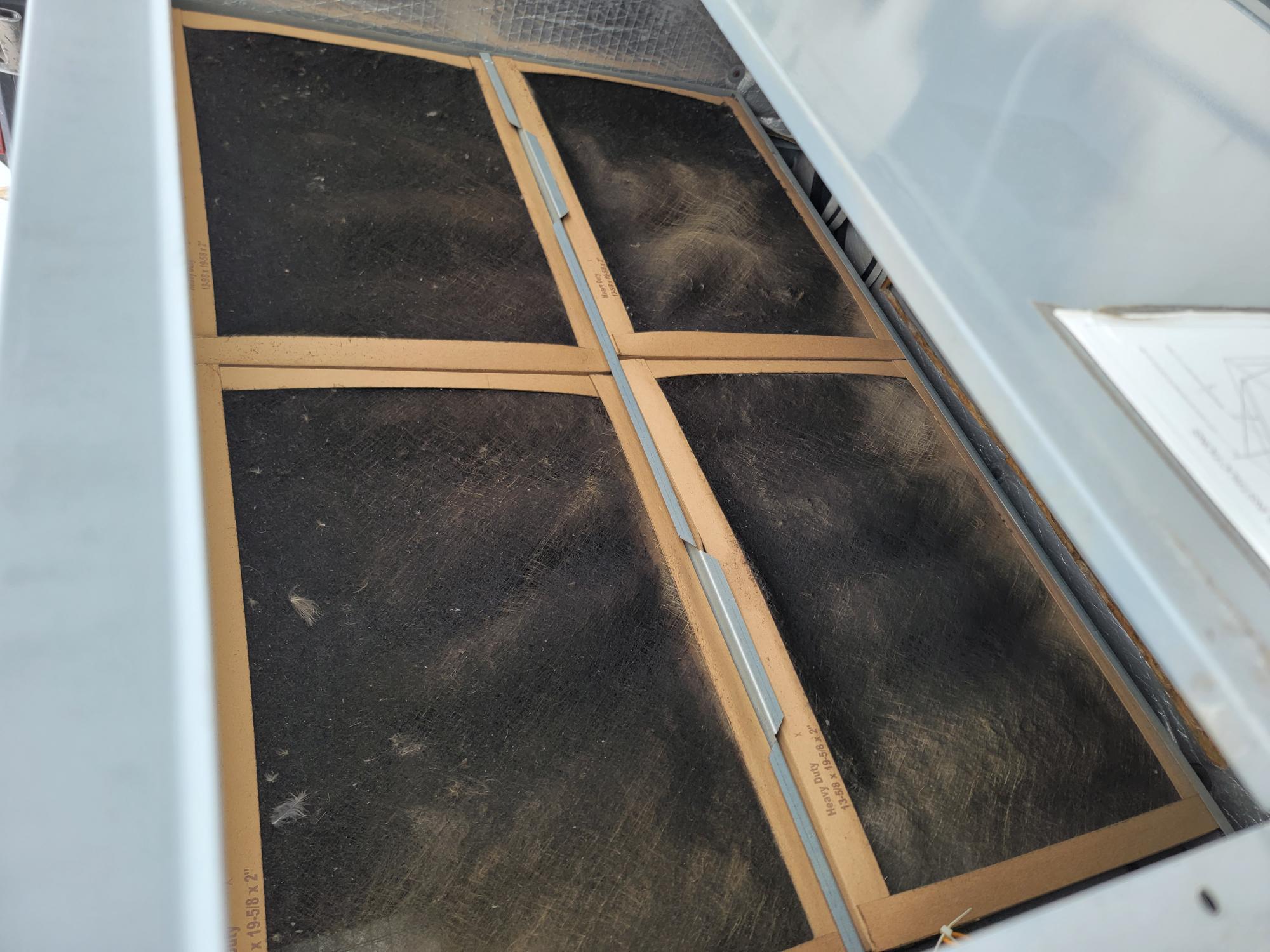 Dirty HVAC filters restricting airflow before maintenance